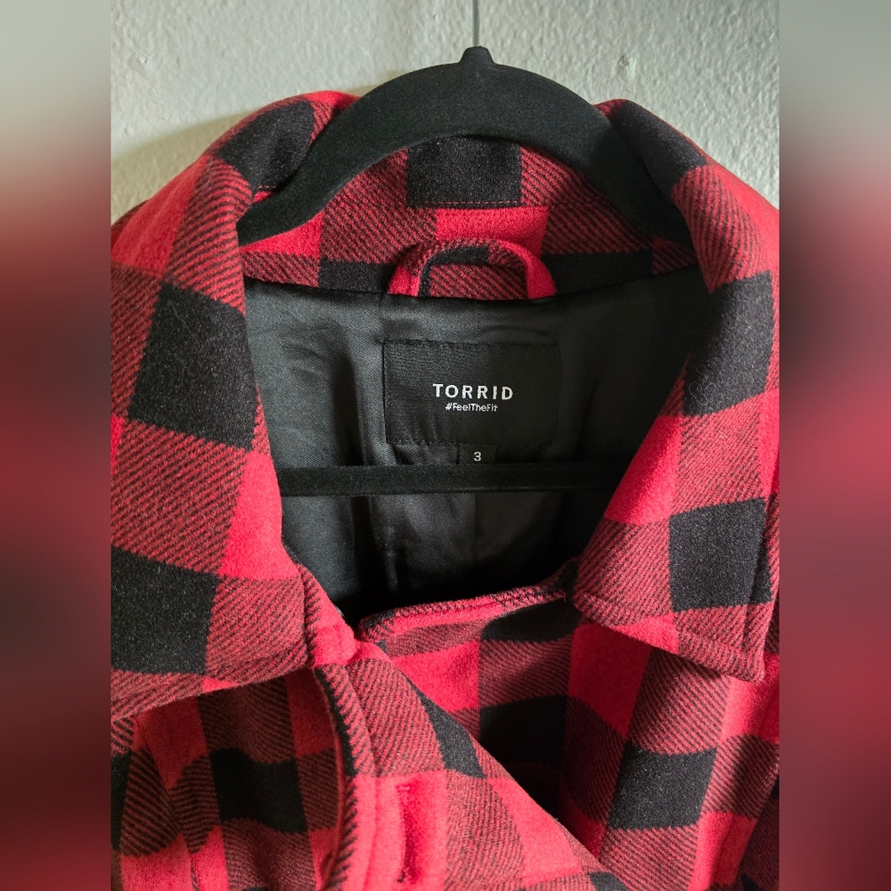 Torrid Buffalo Plaid Peacoat - Picture 3 of 6